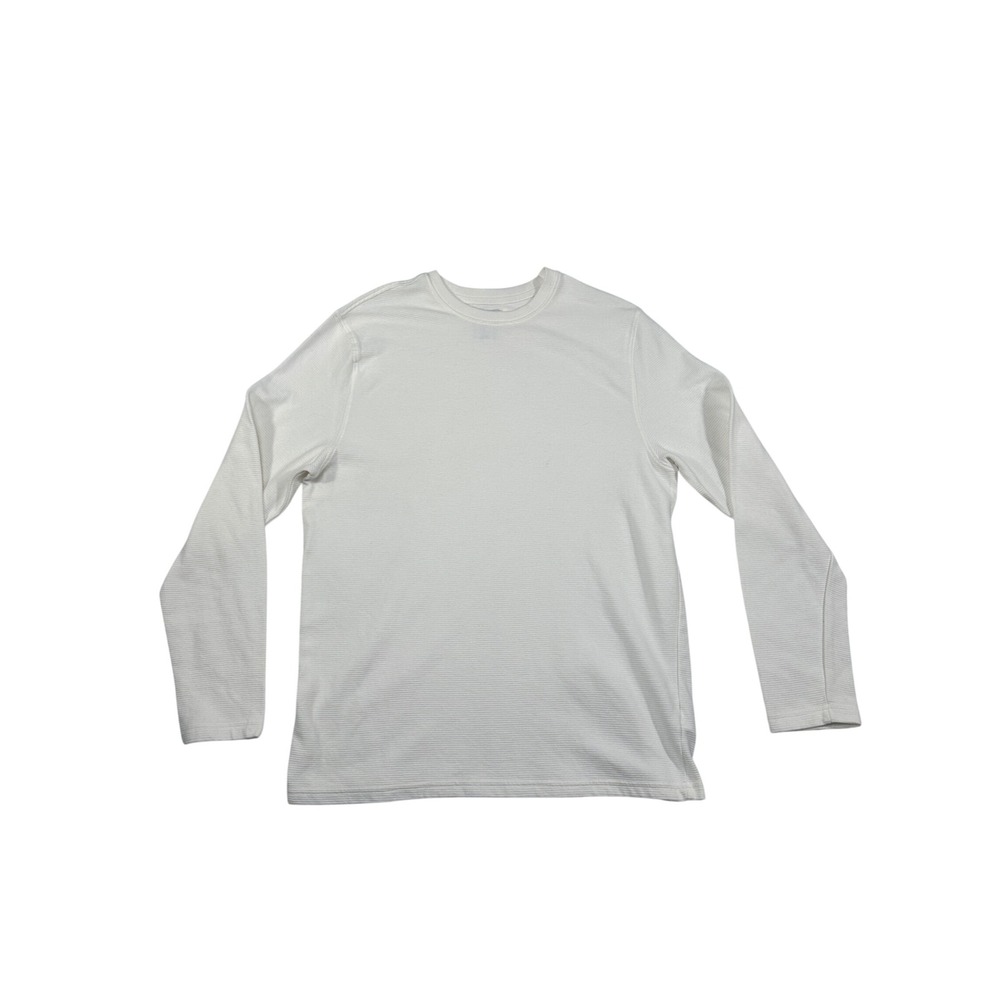 William Rast Mens White Textured Ribbed Long Sleeve Crewneck Shirt‎ Size Large